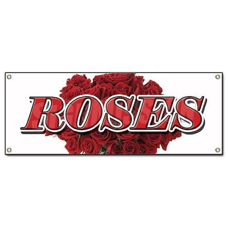 Signmission ROSES BANNER SIGN red rose flowers flower signs florist shop stand long stem B-Roses